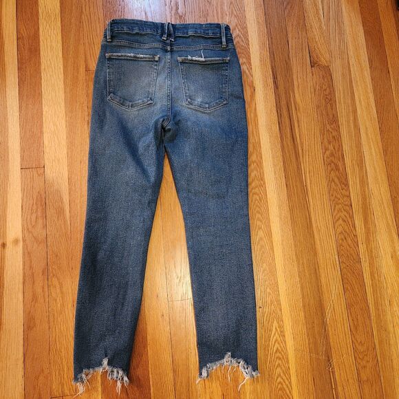 Good American Good Legs Cigarette Jeans w Distressed Hem, Blue 842, Sz 4/27 - Picture 3 of 8